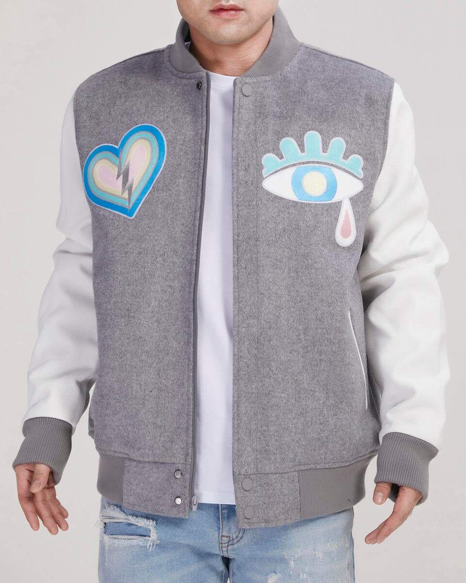 Love Hurts Varsity Jacket - Heather Gray/White – Todays Man Store