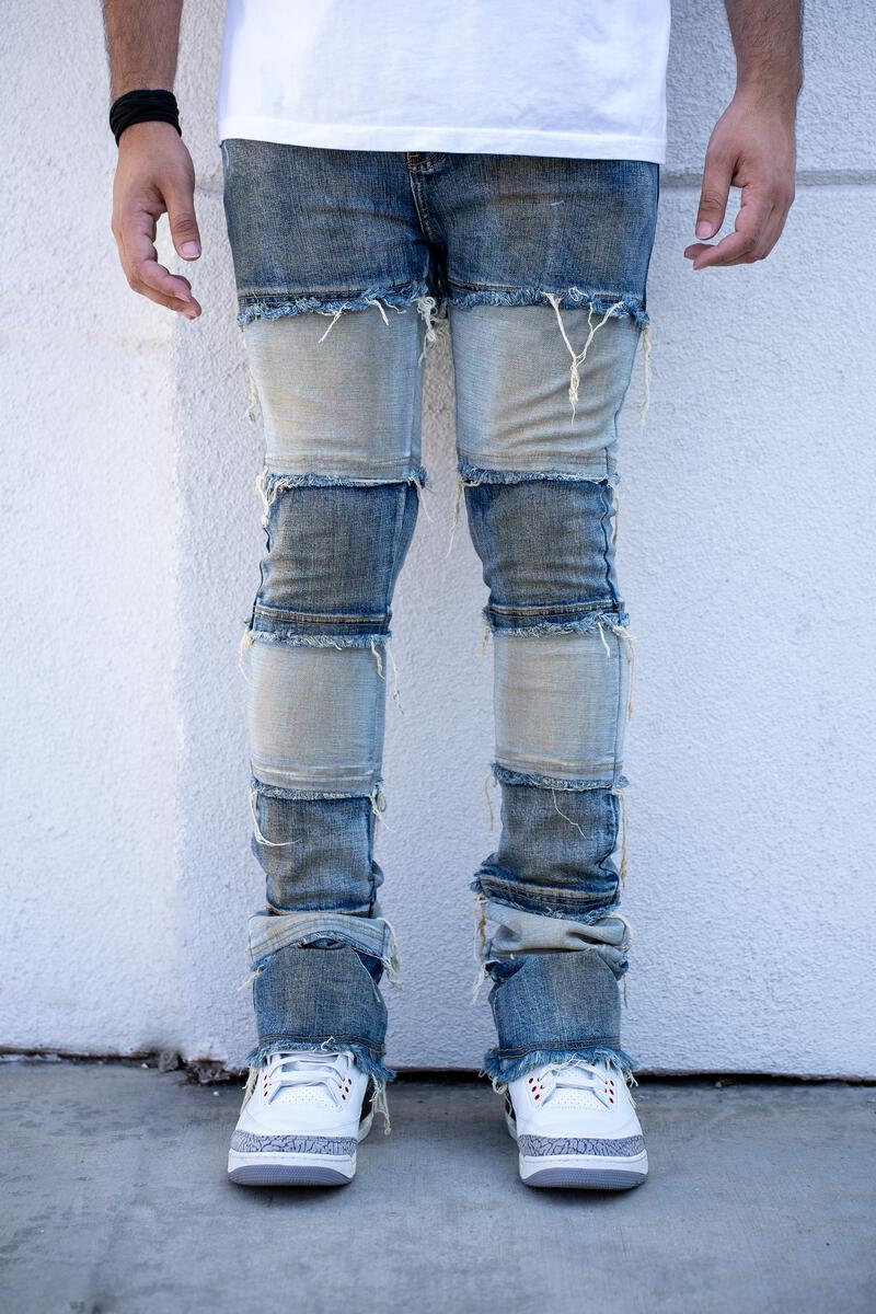 Elbe Stacked Premium Denim Jeans - Blue Wash