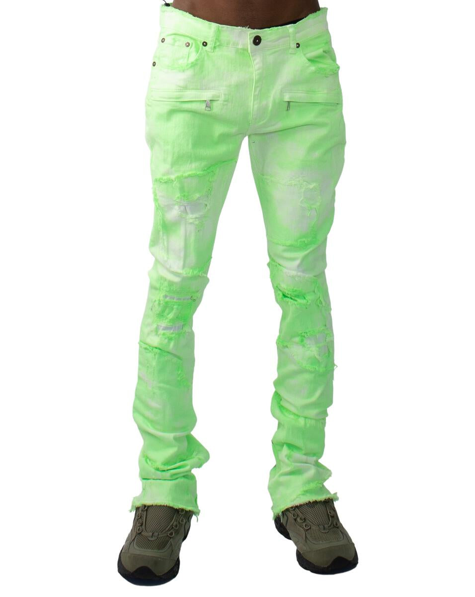 Lime green cheap stacked pants