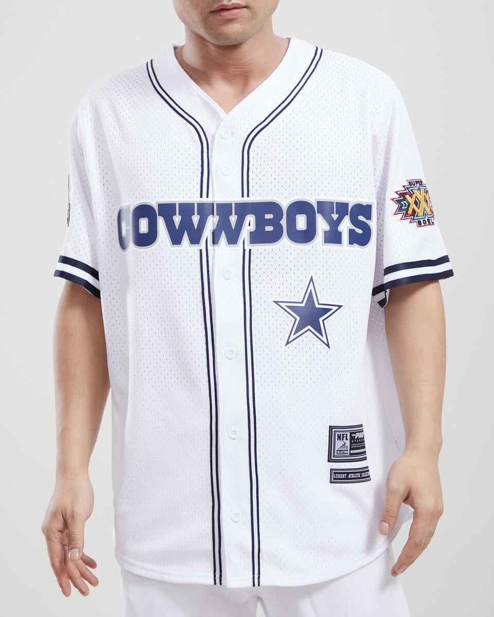 Dallas Cowboys Logo Mesh Button Up Shirt - White