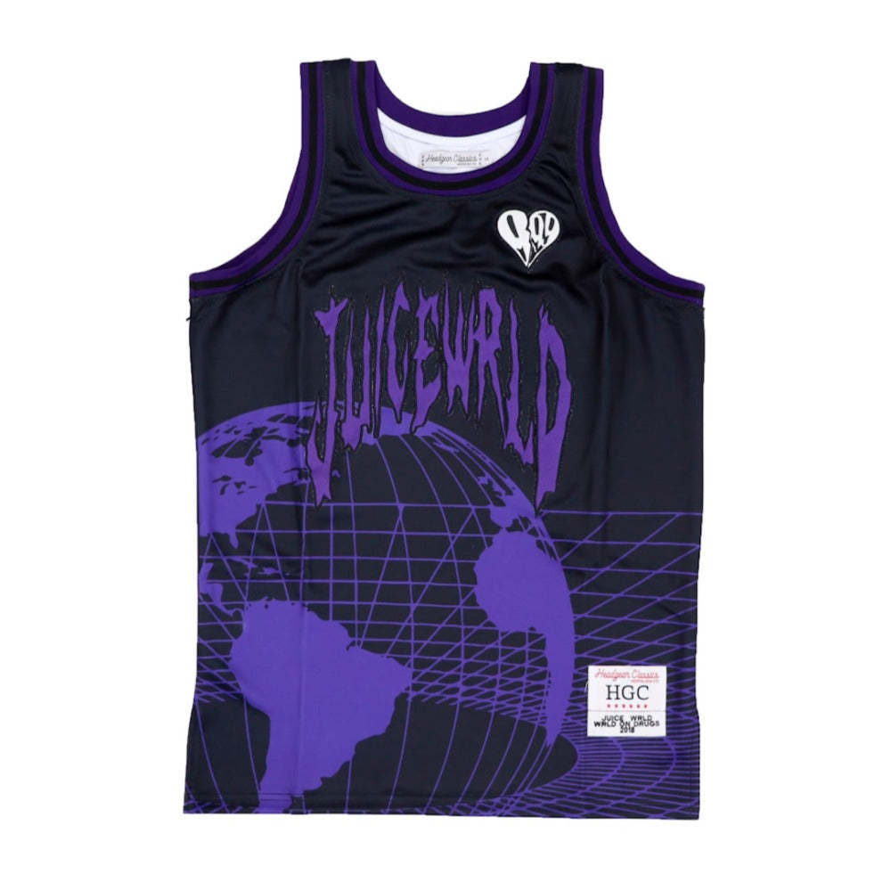 Juice WRLD Globe Basketball Jersey-Black/Purple