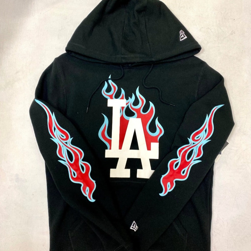 New ERA LA Dodgers on Fire Logo Hoodie Black Todays Man Store