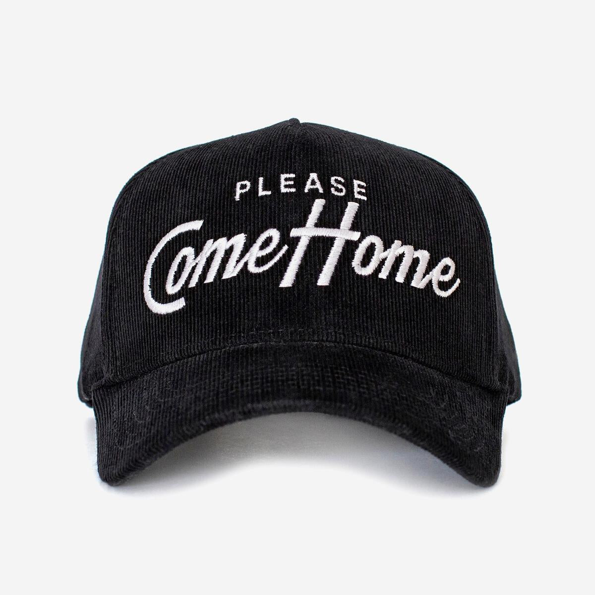 Please Come Home - Vintage Sports Corduroy Hat - Black