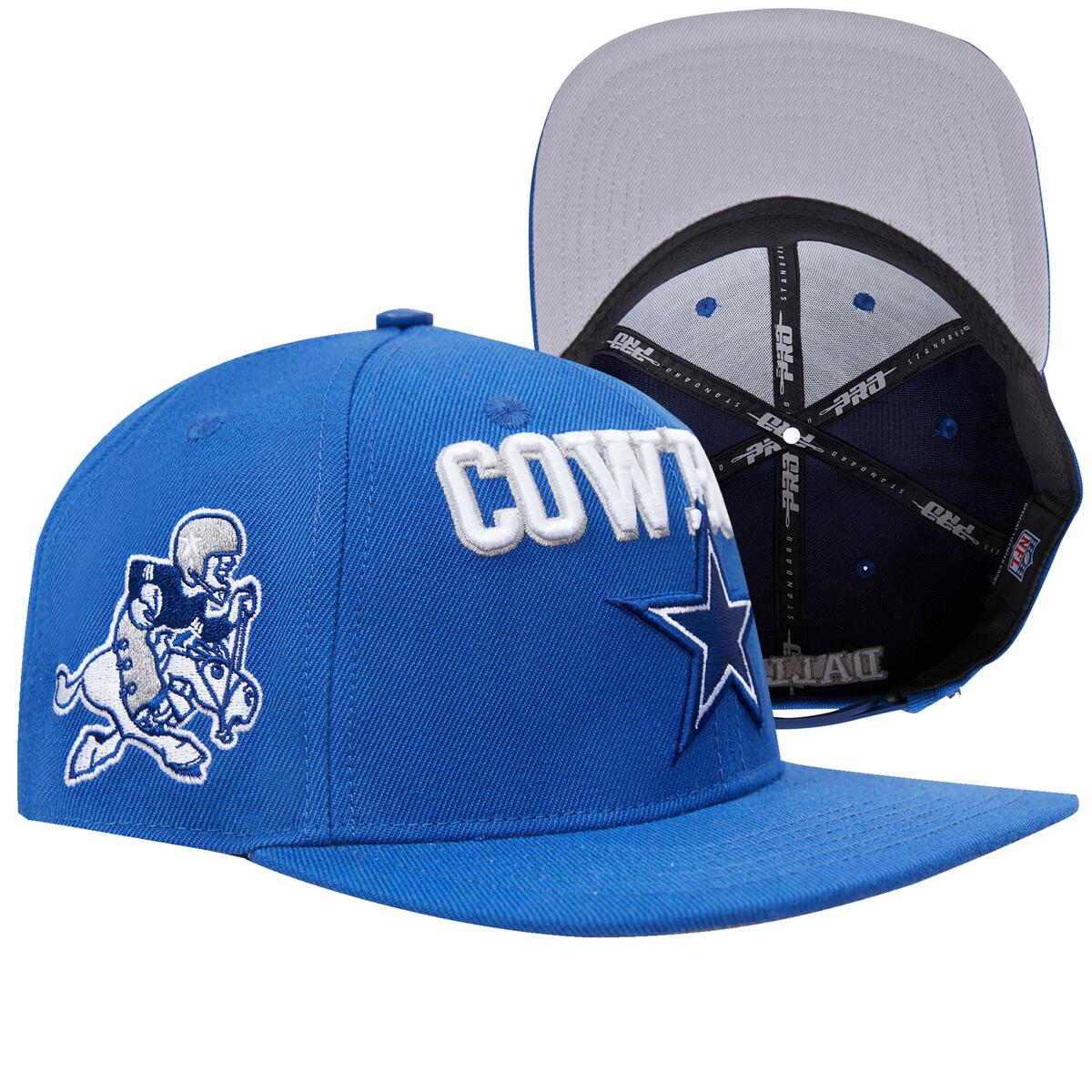 Dallas Cowboys Retro Wordmark Wool Snapback Hat - Blue