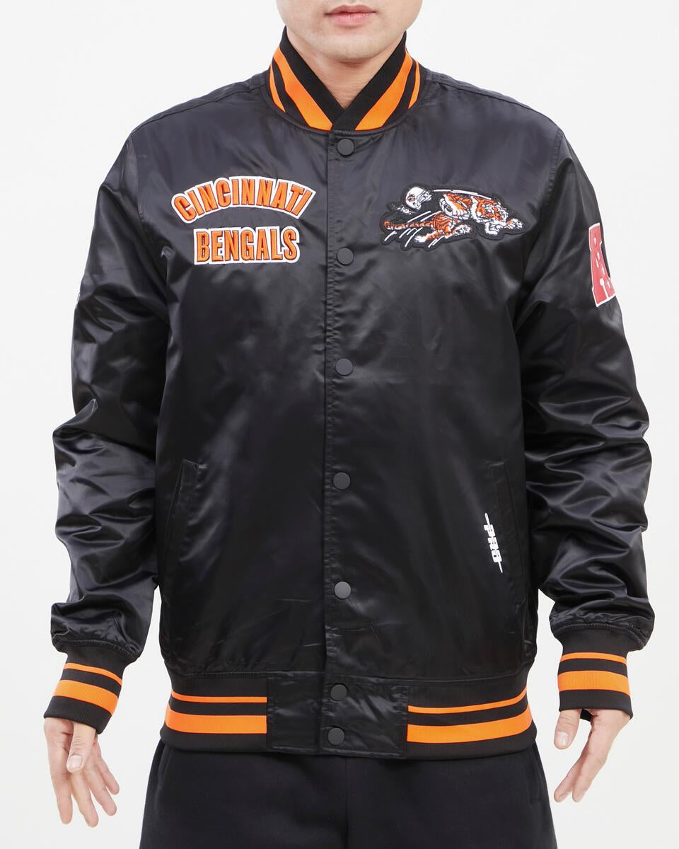 Cincinnati Bengals Retro Classic Rib Satin Jacket - Black/Orange