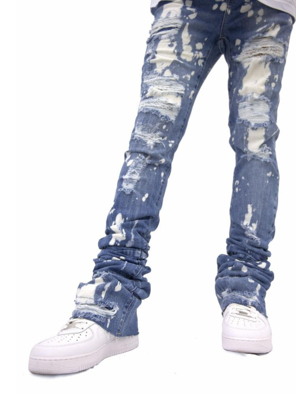 Bleached Denim Stacked skinny Jeans-Arthur-Indigo-Wash