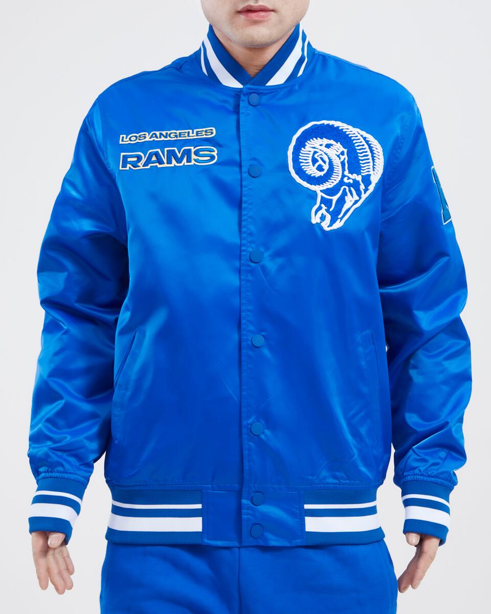 Los Angeles Rams Retro Classic Rib Satin Jacket - Royal Blue