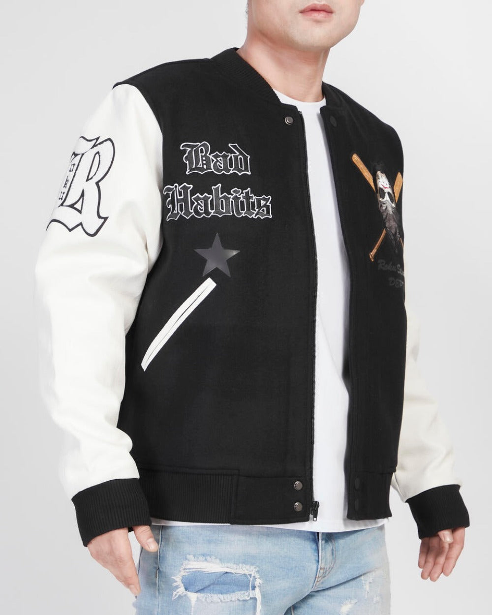 Bad Habits Varsity Jacket-Black