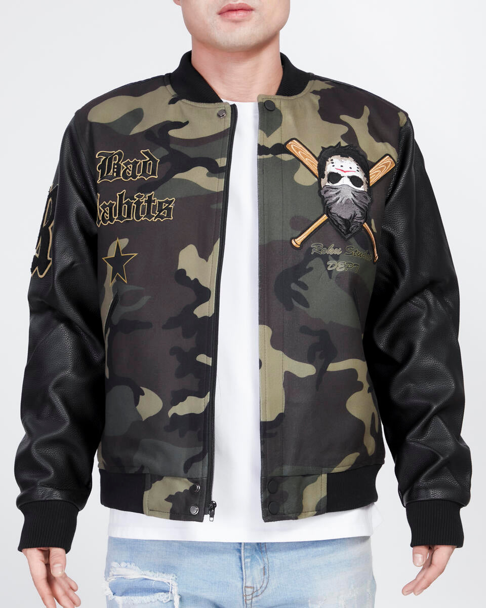 Bad Habits Varsity Jacket - Camo