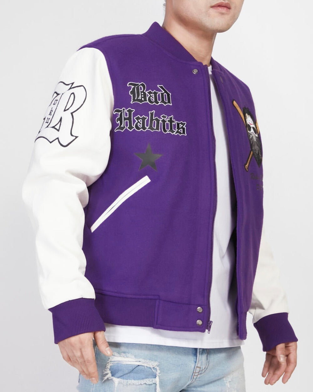 Bad Habits Varsity Jacket-Purple