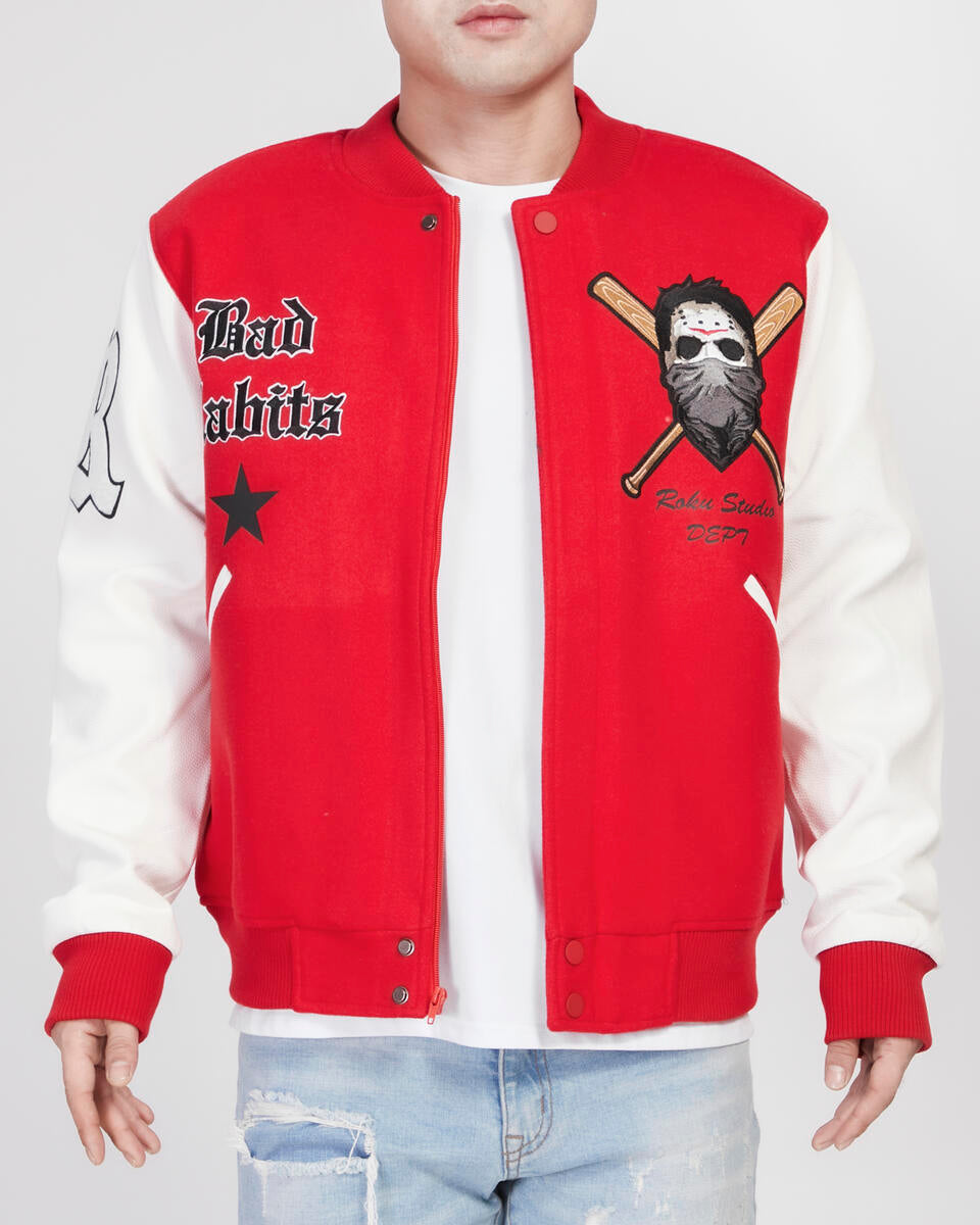 Bad Habits Varsity Jacket - Red