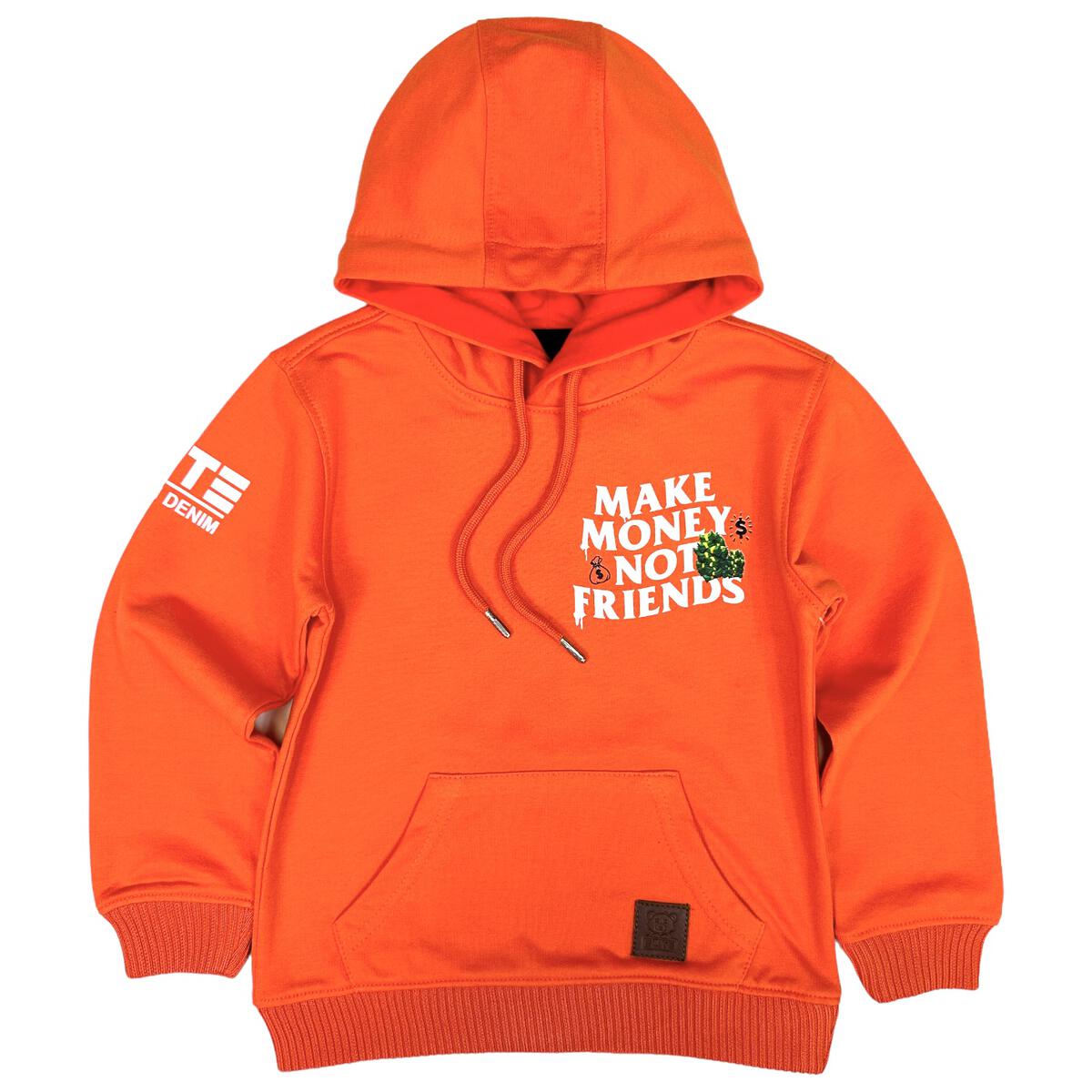 Kids "Make Money Not Friends" Hoodie - Orange