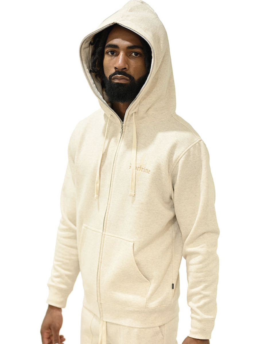 Core Dagger Facial Hoodie - Heather Oatmeal