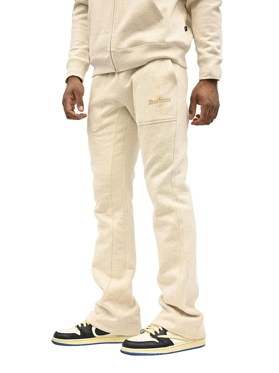 Core Dagger Flare Jogger Sweatpants - Heather Oatmeal by