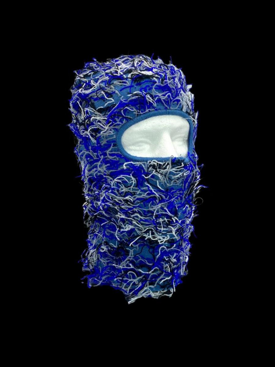 Fuzzy Balaclava Face Mask - Blue Camo