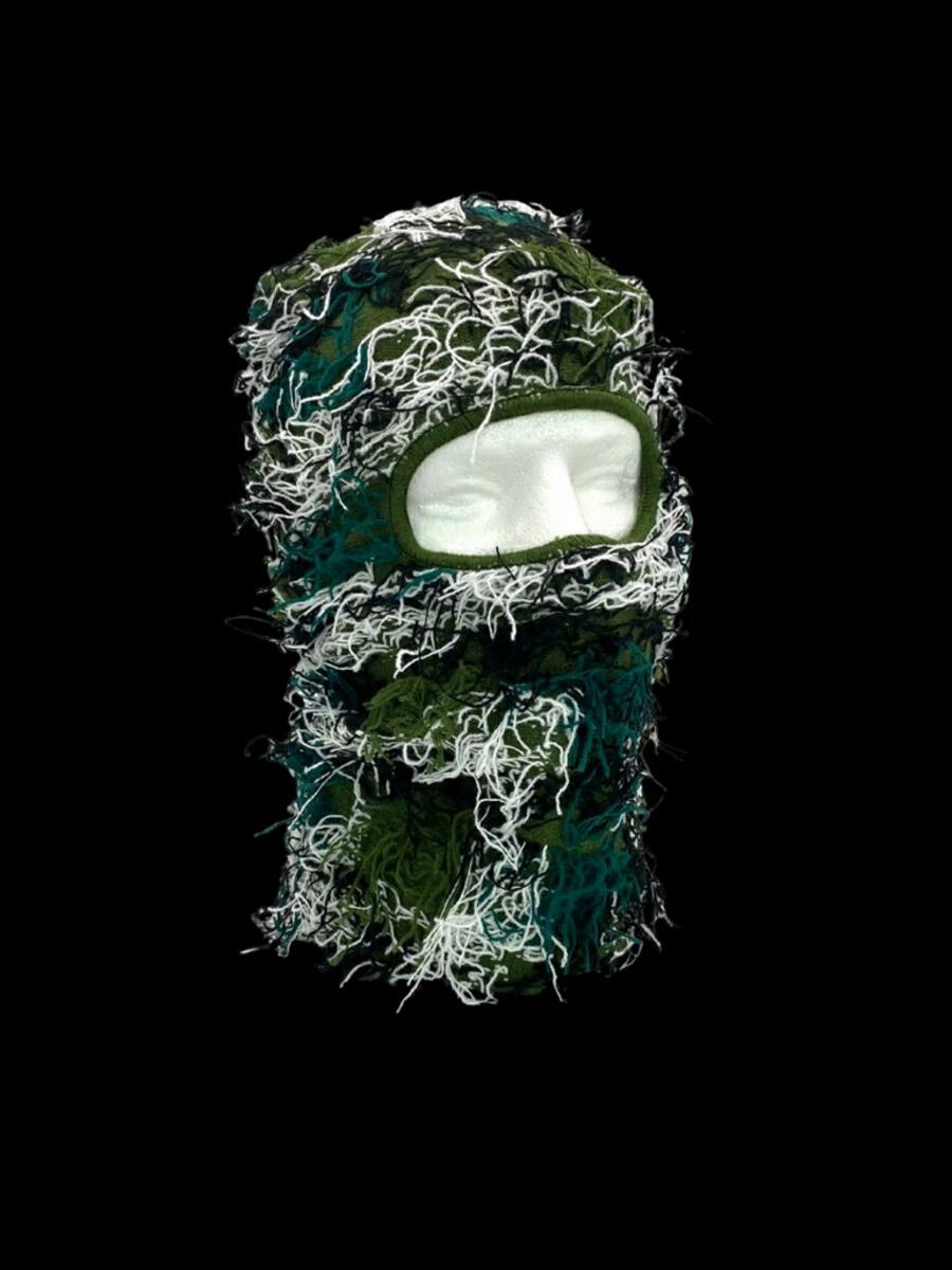 Fuzzy Balaclava Face Mask - Green Camo