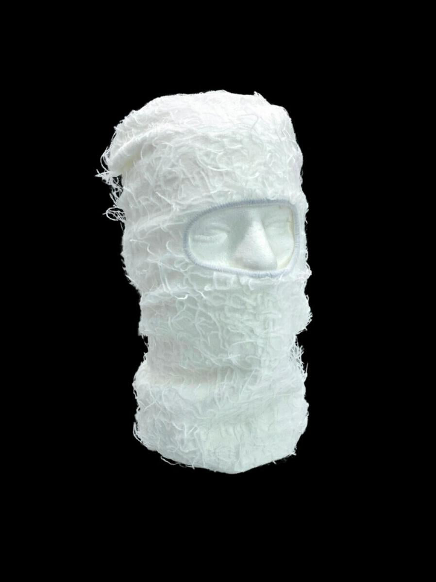 Fuzzy Balaclava Face Mask - White