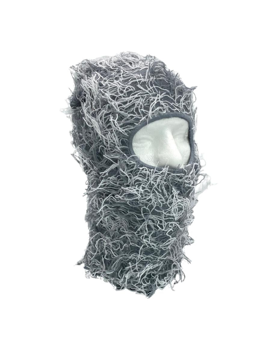 Fuzzy Balaclava Face Mask - Grey/White