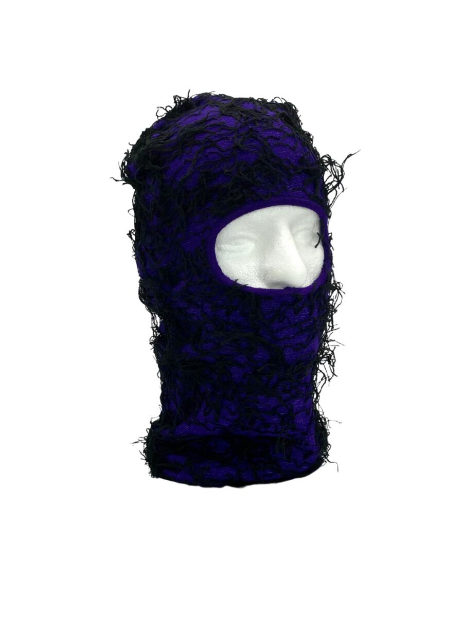 Fuzzy Balaclava Face Mask - Purple/Black