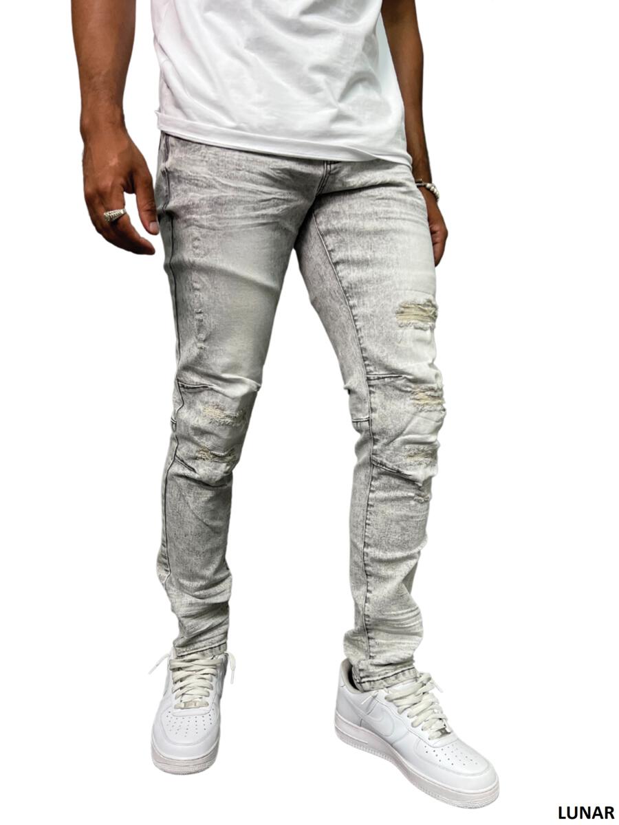 Rip & Repair Slim Tapered Fit Denim Pants - Lunar – Todays Rip & Repair Slim Tapered Fit Denim Pants - Lunar – Todays