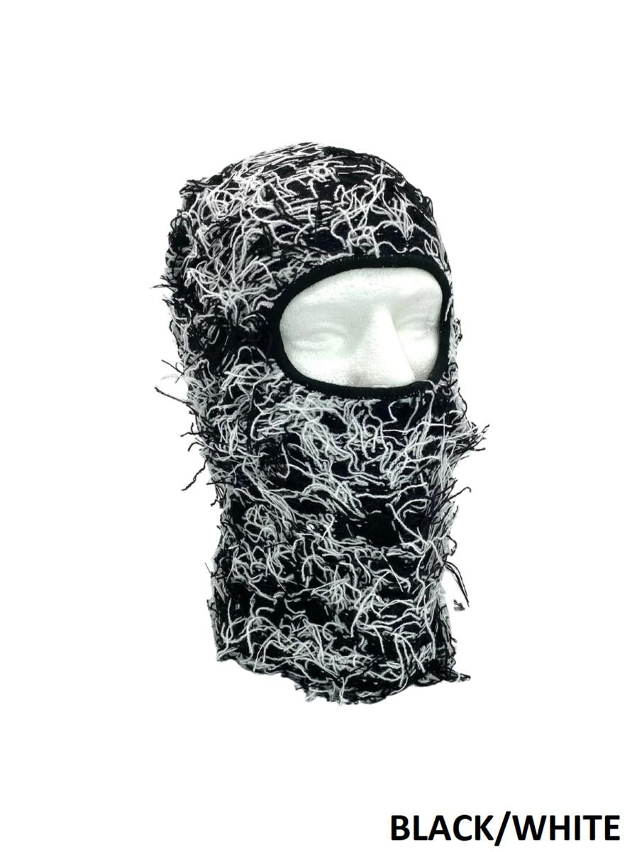 Fuzzy Balaclava Face Mask - Black/White