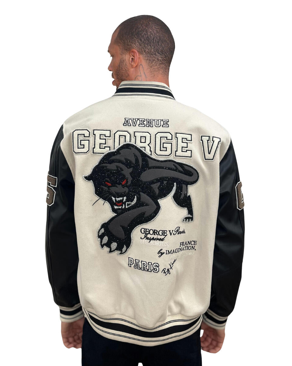 GV Varsity Jacket - Ecru/Black (GV5002)
