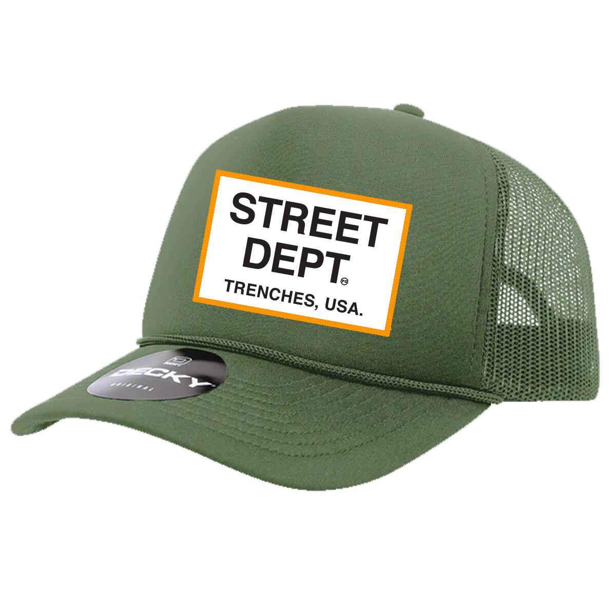 Street Dept Trucker Hat - Olive/Orange
