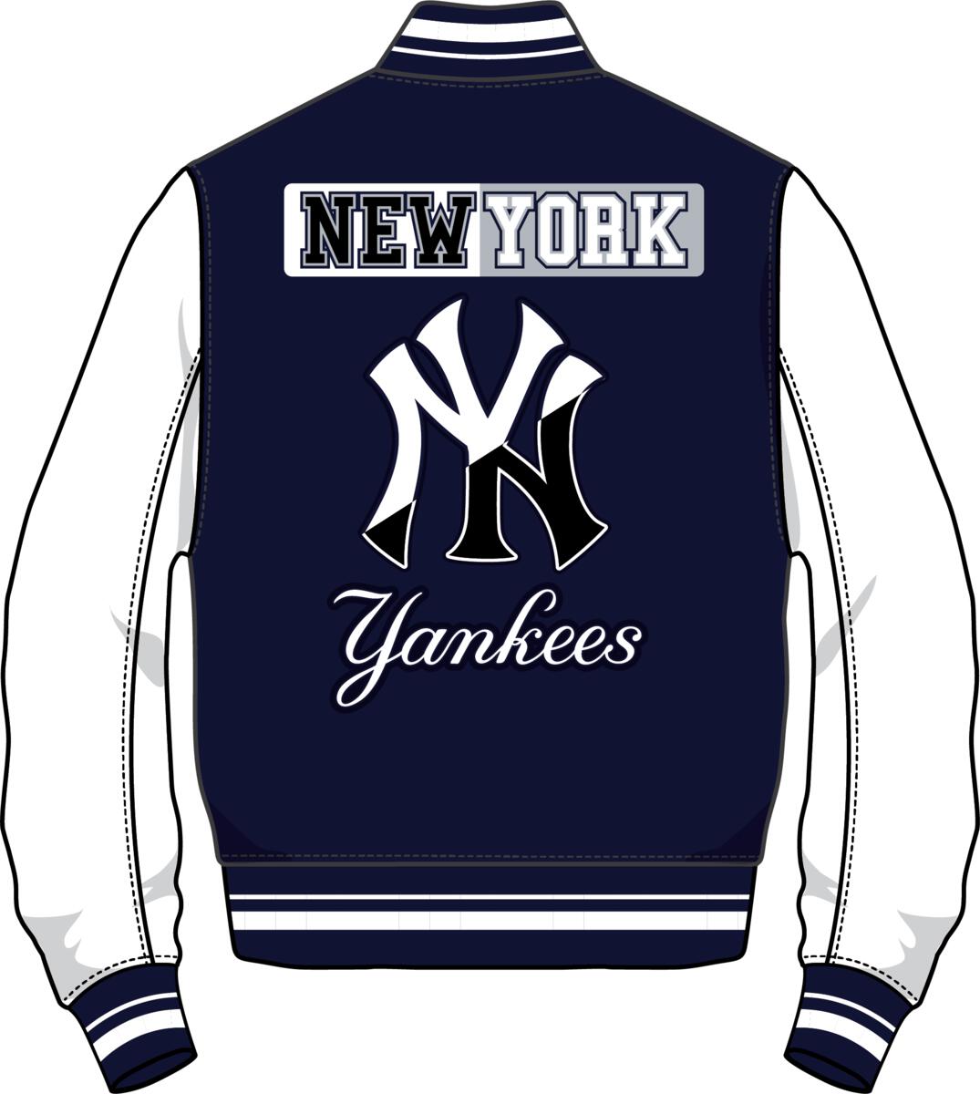 NEW YORK YANKEES SPLIT LOGO M RIB WOOL VARSITY JACKET