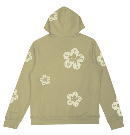 FLORAL TEAR DRIP FLEECE HOODIE - MILLITARY GREEN