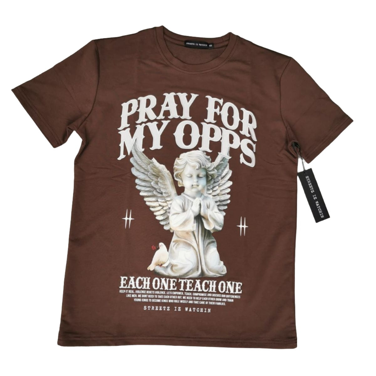 Pray For My Opps T-Shirt - Brown