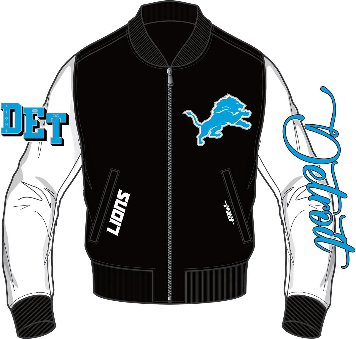 Detroit Lions City Signature Leather Varsity Jacket (Black)