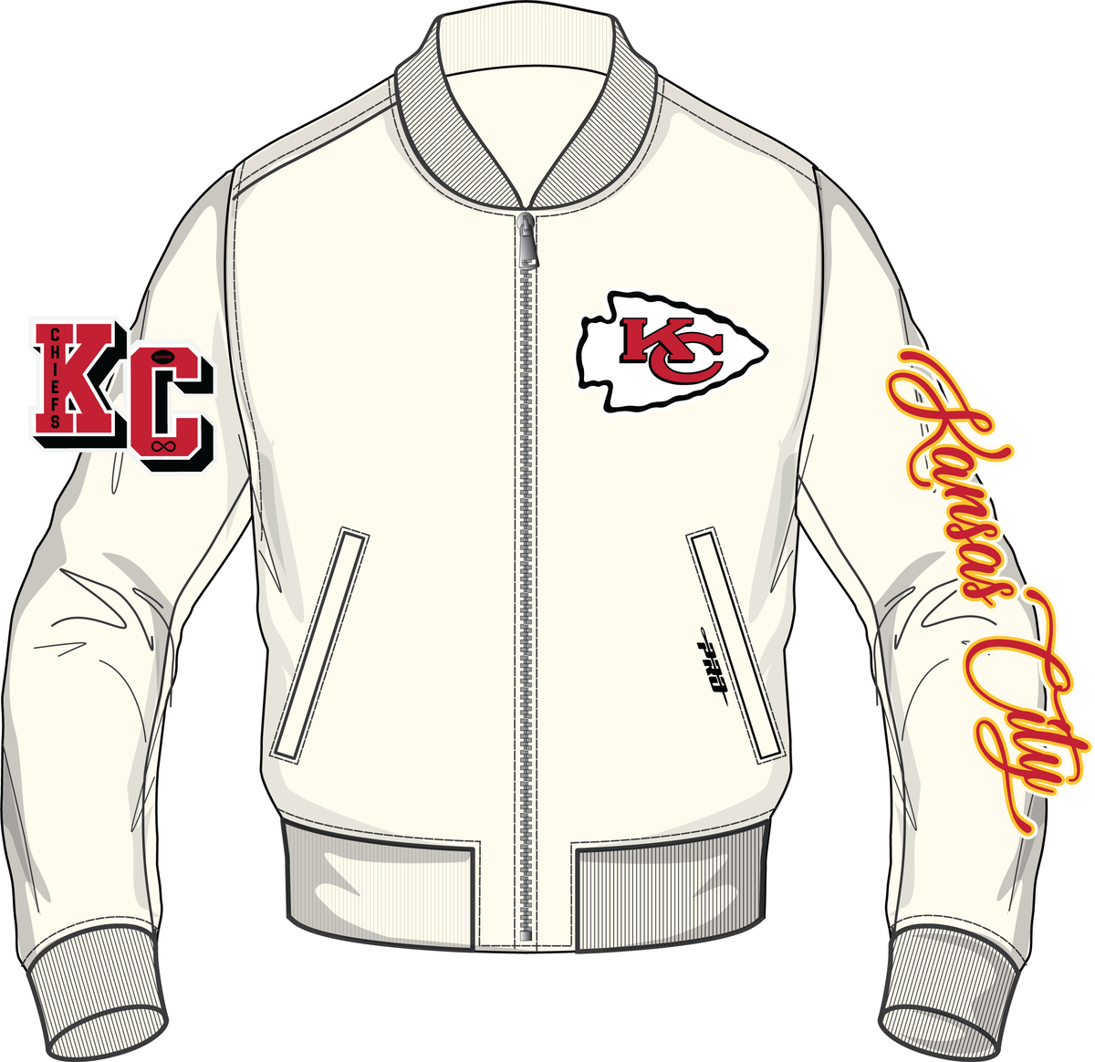 Kansas City Chiefs Signature Leather Varsity Jacket ( Eggshell)