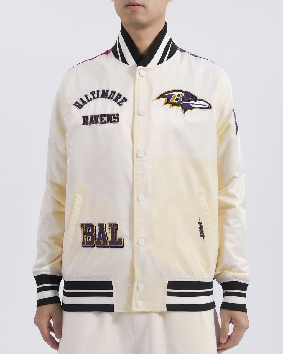 Baltimore Ravens Sublimated Purple Sky Satin Jacket - Eggshell