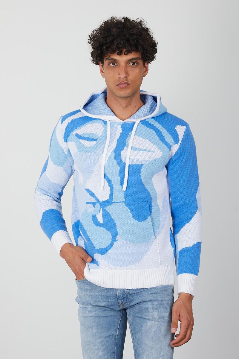 Men's Bold Eye Pullover Hoodie (Azure)