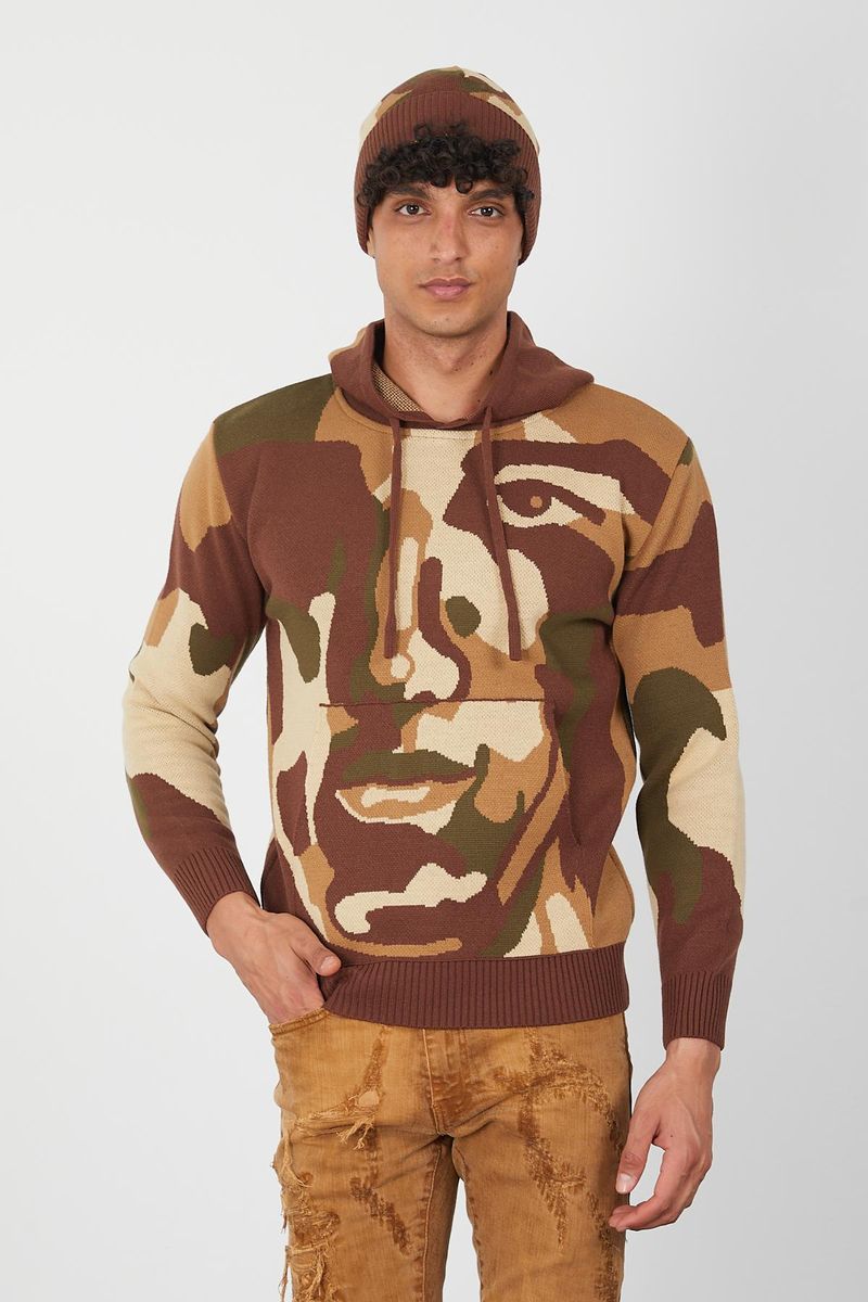 Men's Bold Eye Pullover Hoodie (Coffee)