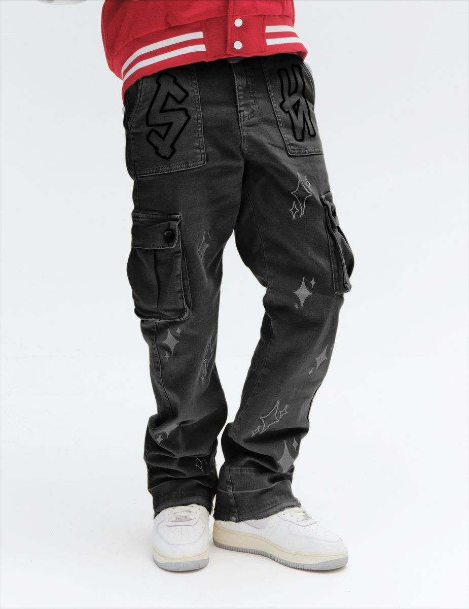 DUNE" CARGO DENIM - BLACK