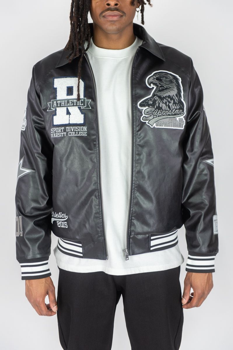 Rebel Minds - Eagle Superstar Varsity Jacket - Black