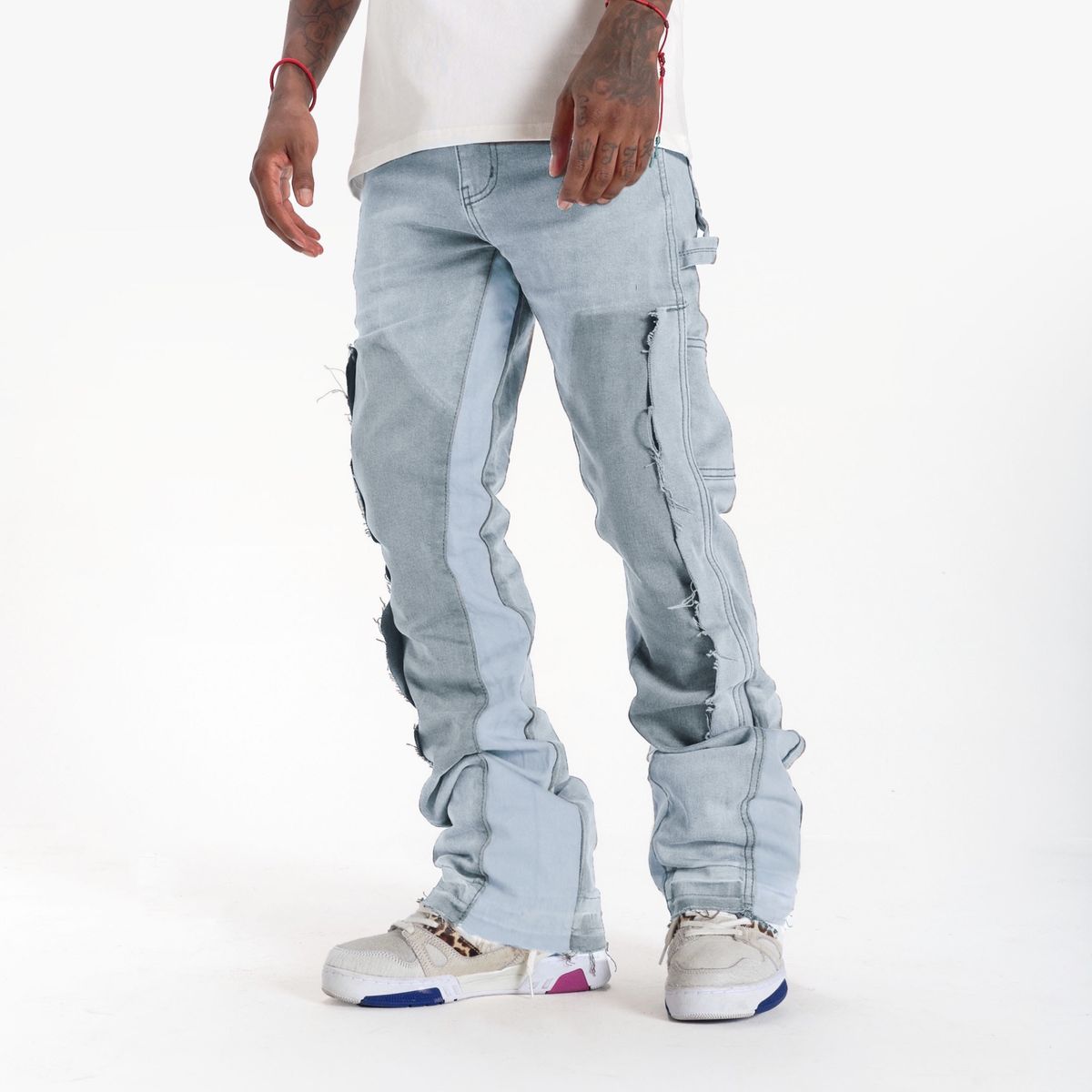 REVOLVER" STACKED JEANS - SOFT BLUE