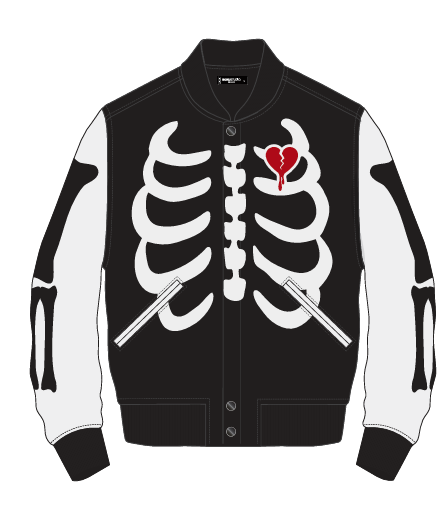 Roku Studio - Ribcage Varsity Jacket - Black/White