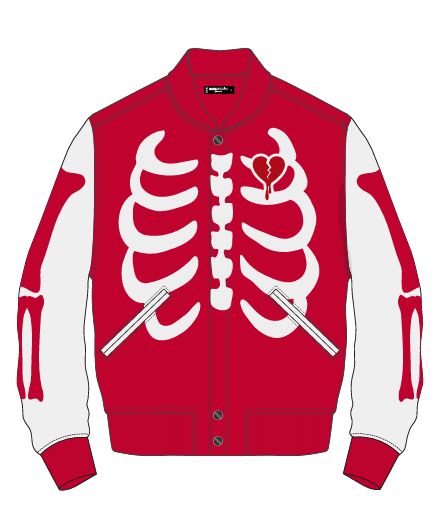 Roku Studio - Ribcage Varsity Jacket - Red/White