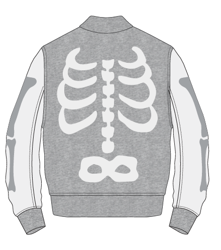 RIBCAGE VARSITY JACKET - HEATHER GREY/WHITE