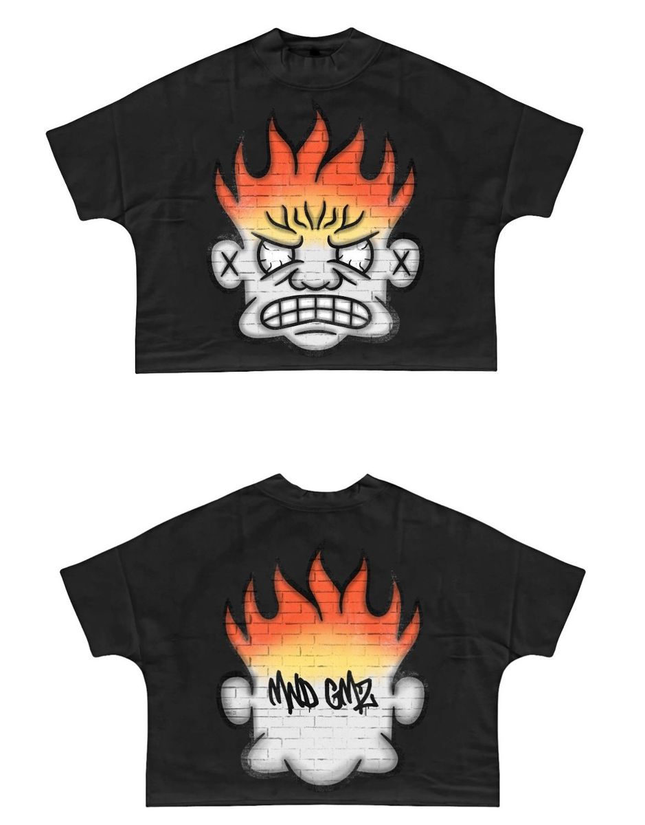 DNA "Fire-Head" Oversized Tee - Black