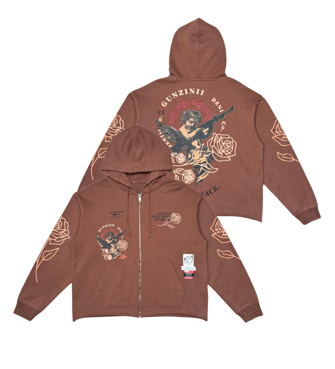 Angels Watchin My Back Hoodie (Brown)