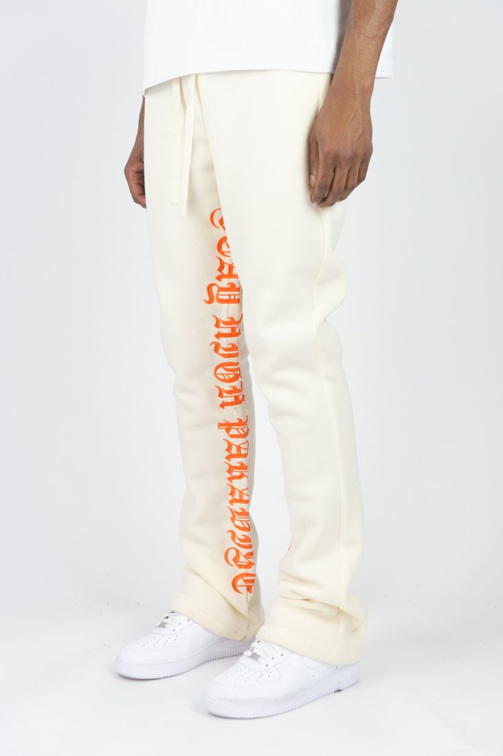 Paradise Stacked Fleece Pants (Cream)