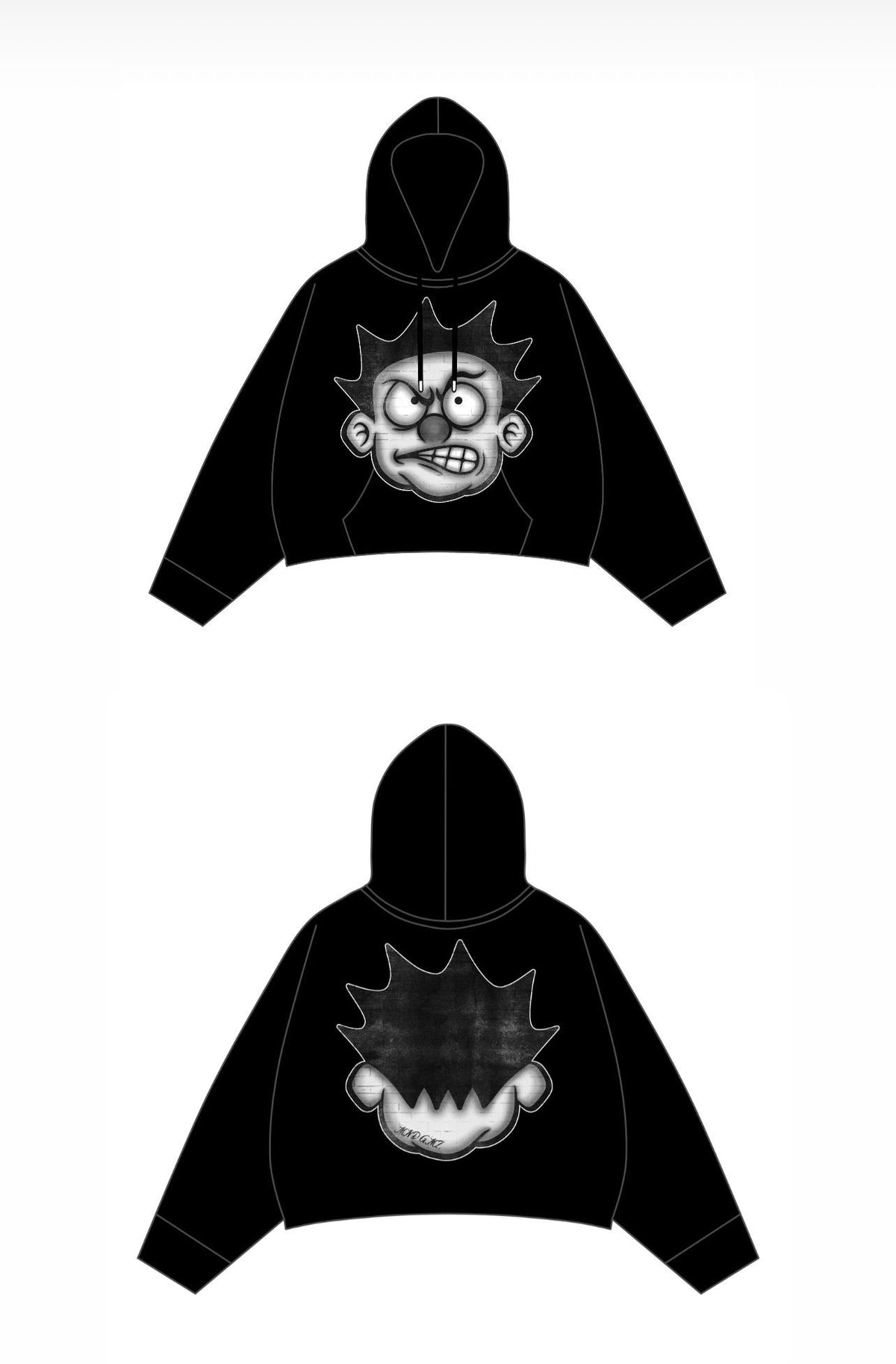 DNA "Angry Face" Oversized Hoodie (Black/White)