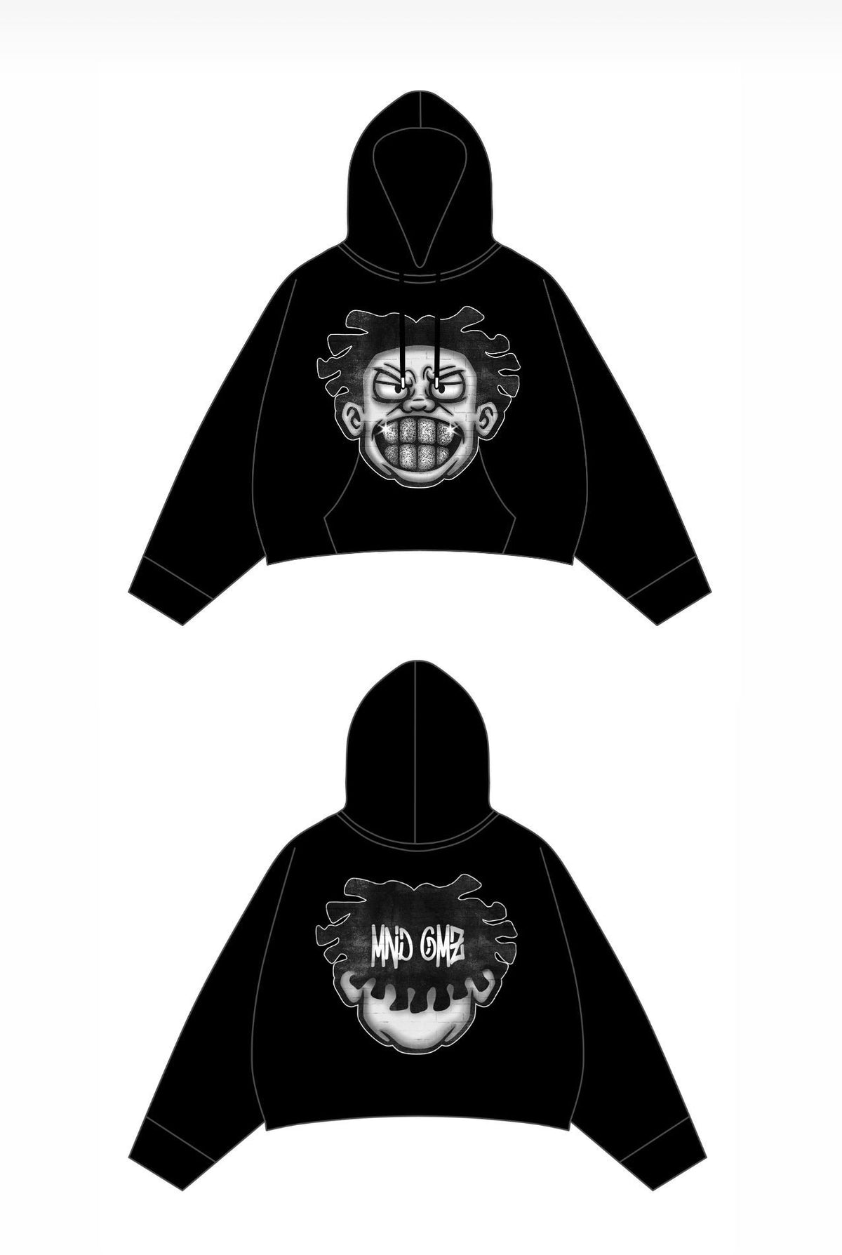 DNA "Blinged" Oversized Hoodie (Black/White)