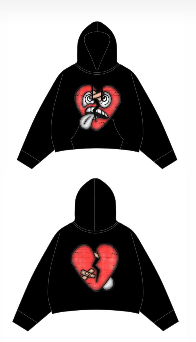 DNA "Broken Heart" Oversized Hoodie (Black/Red)