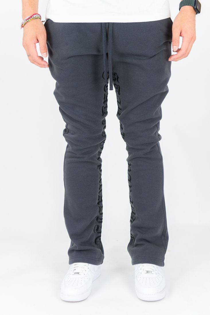 Paradise Stacked Fleece Pants (Charcoal)