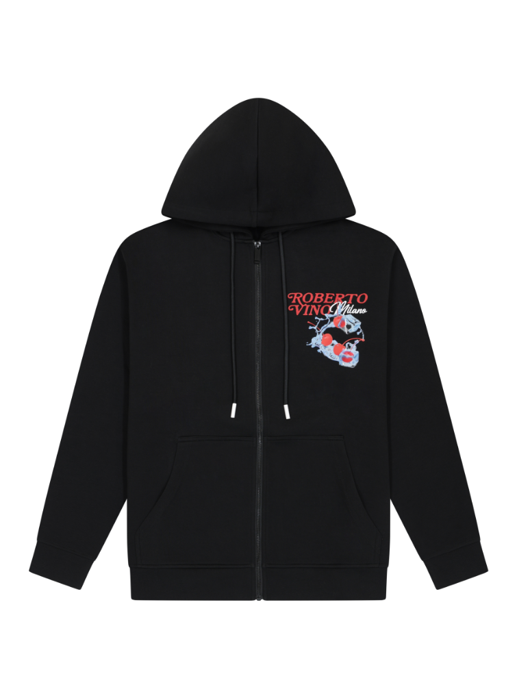 Fresh Cherry Zip Hoodie (Black)