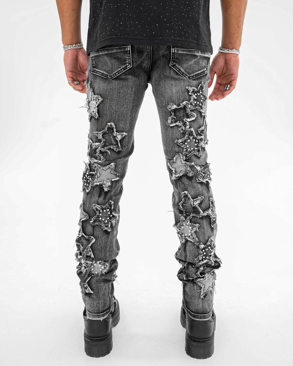 Star Applique Denim (Black Wash)